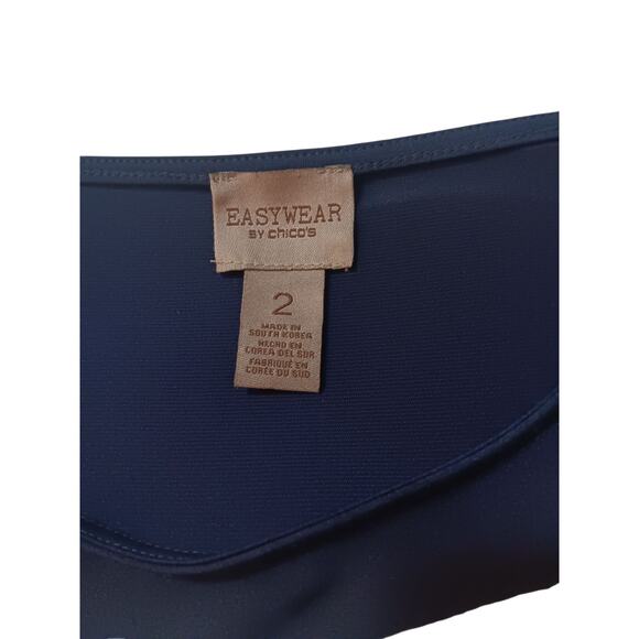 CHICO'S EASYWEAR 2 Slinky Long Tunic Top‎ Blouse LG Travel Career Animal Print - Picture 6 of 11